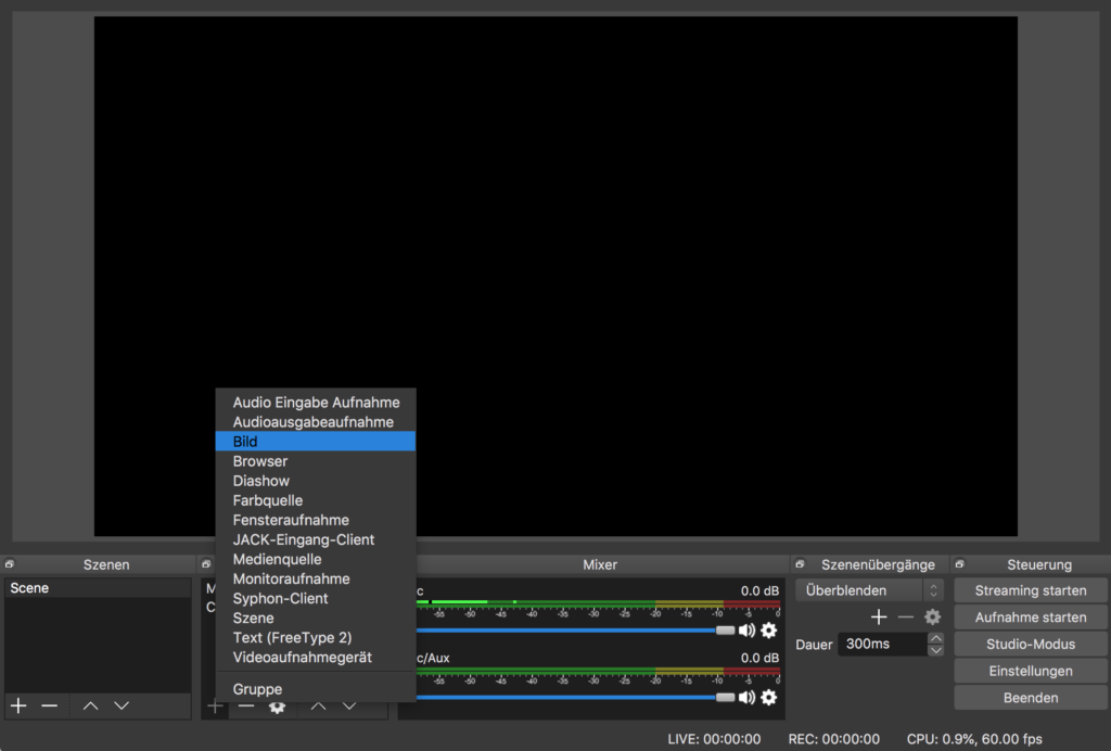 OBS Bild als Quelle hinzufügen